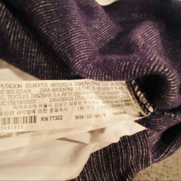 Zara Sweater Blue & Grey Stripe Size Small Faux Undershirt At Bottom - Picture 8 of 12